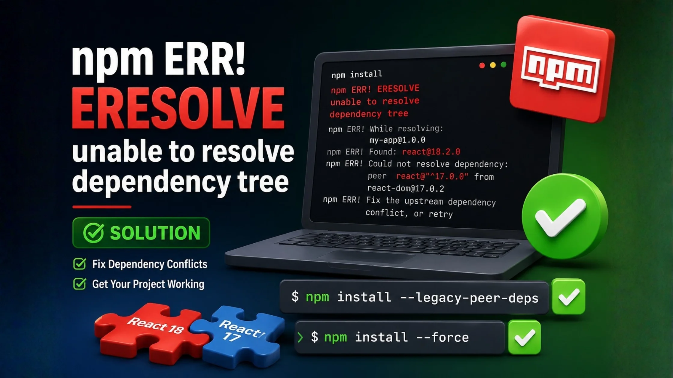 npm ERR! ERESOLVE unable to resolve dependency tree